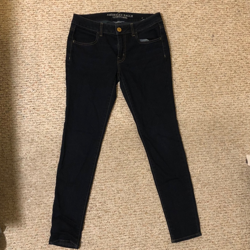 American Eagle Outfitters Dark Indigo Skinny High-Rise Jeggings